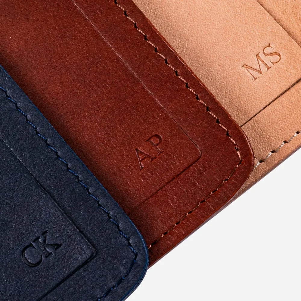 Leather Passport Wallet in Cognac Camo