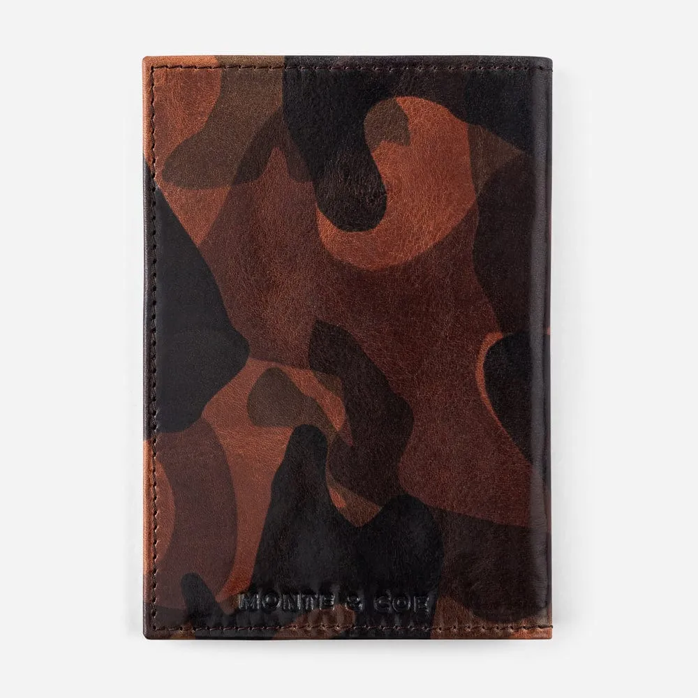 Leather Passport Wallet in Cognac Camo