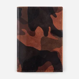 Leather Passport Wallet in Cognac Camo