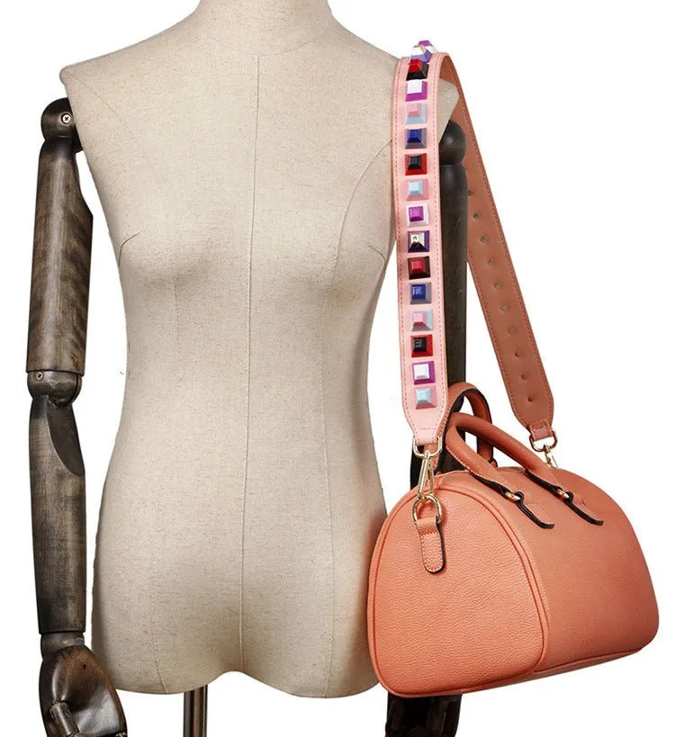 Leather Studded Purse Strap.