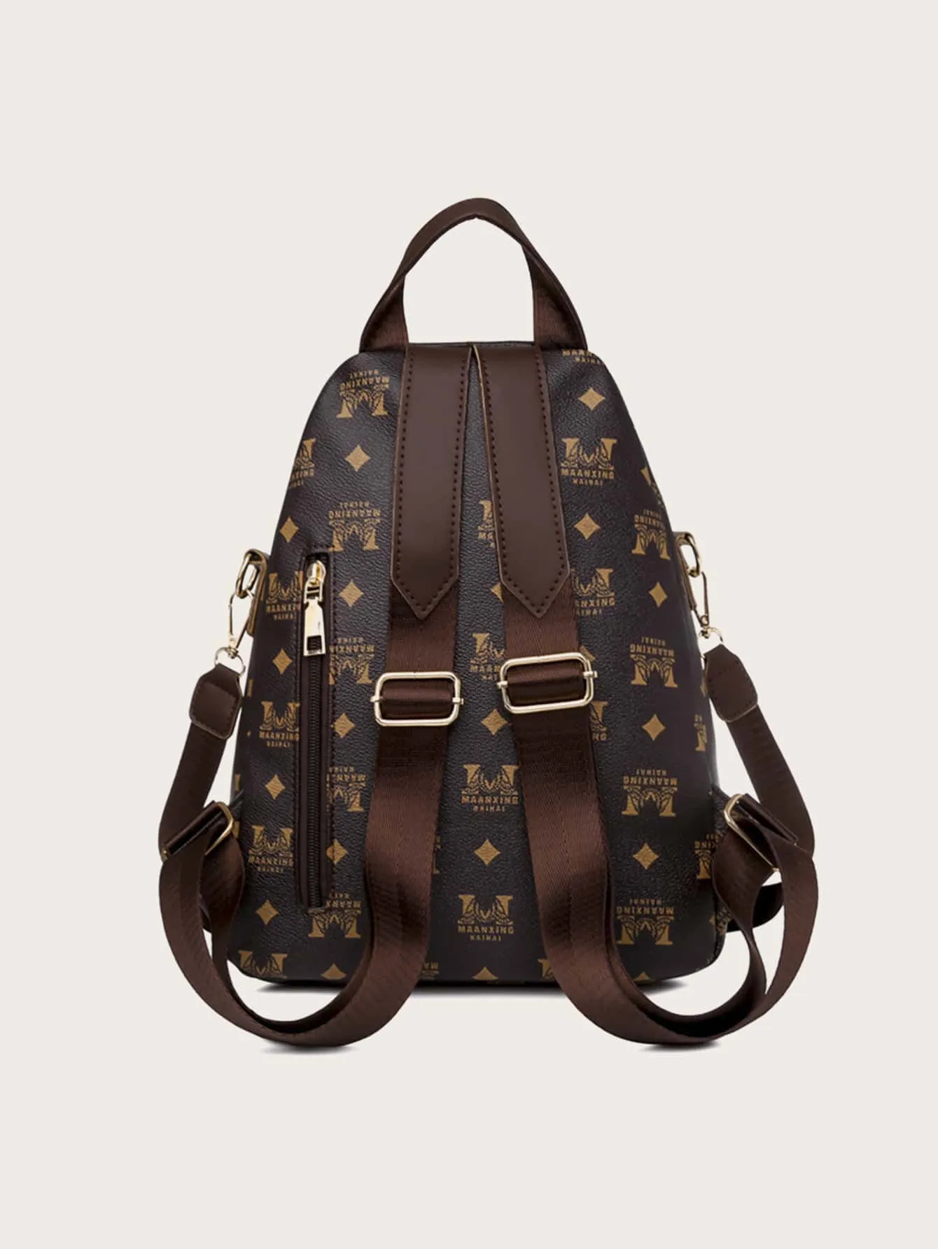 Letter Graphic Double Zip Front Backpack