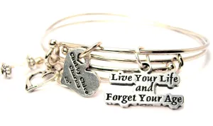 Live Your Life And Forget Your Age Expandable Bangle Bracelet Set