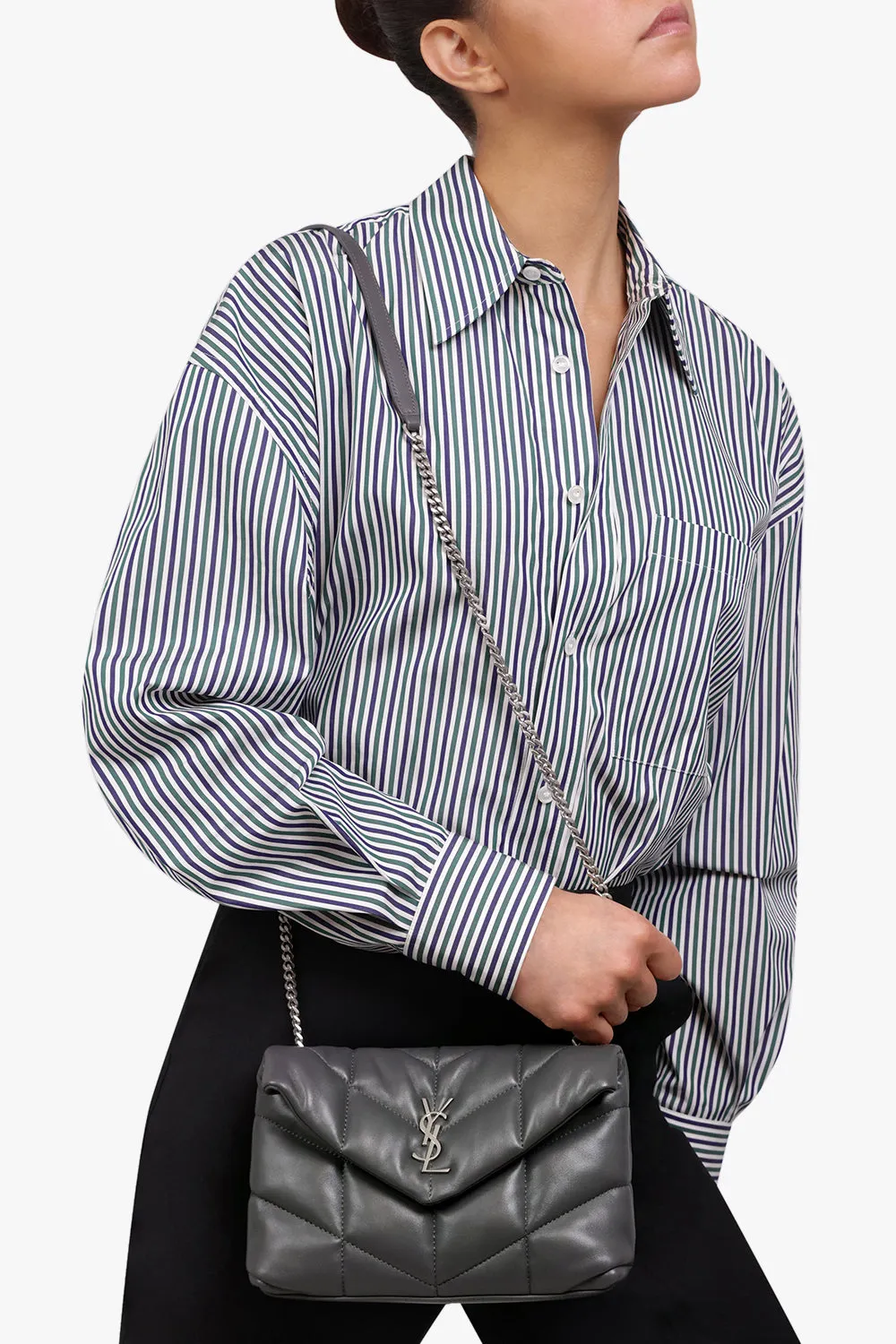 LOULOU MINI PUFFER BAG | STORM/SILVER