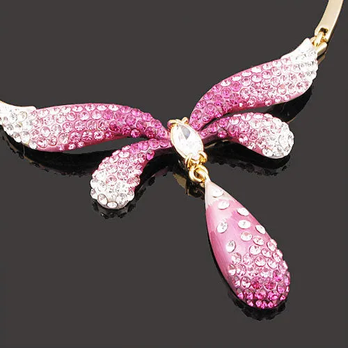 LUX Swarovski Rhinestone Butterfly Bridal Necklace Earring Set
