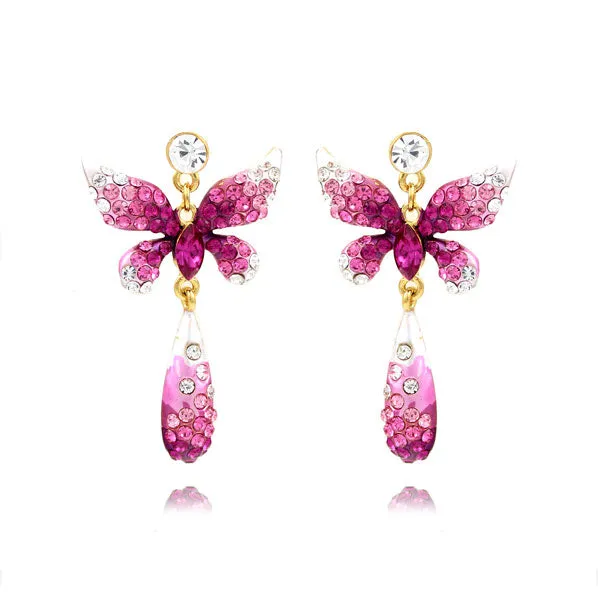 LUX Swarovski Rhinestone Butterfly Bridal Necklace Earring Set