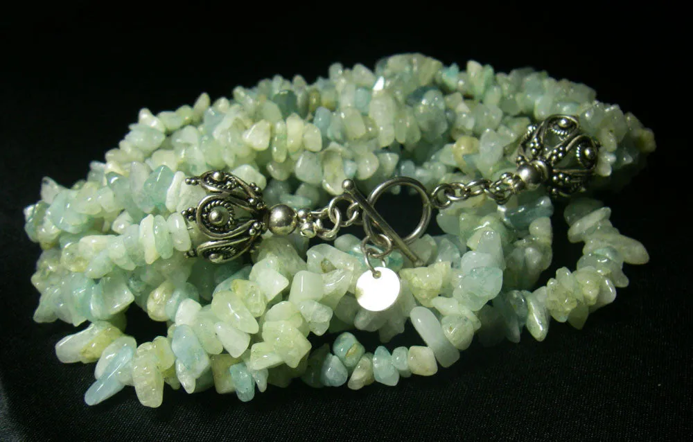Luxurious Aquamarine, Silver Necklace
