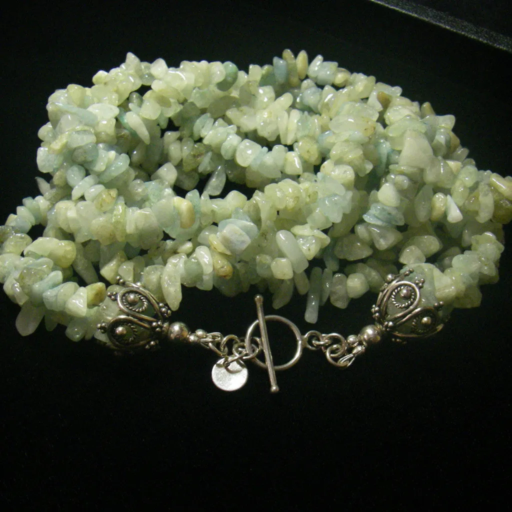 Luxurious Aquamarine, Silver Necklace