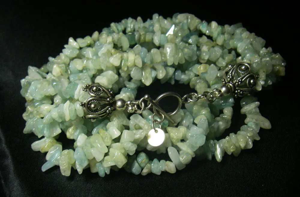 Luxurious Aquamarine, Silver Necklace