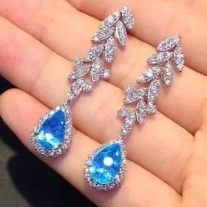 Luxurious Blue Gemstone Drop Earrings