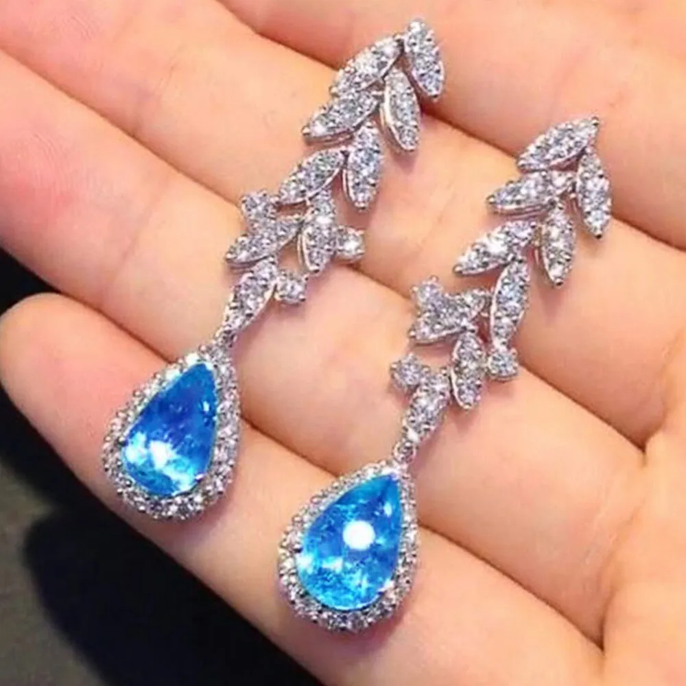 Luxurious Blue Gemstone Drop Earrings