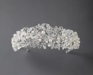 Luxurious Bridal Headpiece of Crystals and Pearls