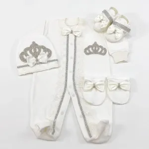 Luxurious Crown Baby Layette - Silver