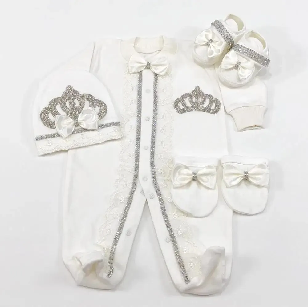 Luxurious Crown Baby Layette - Silver