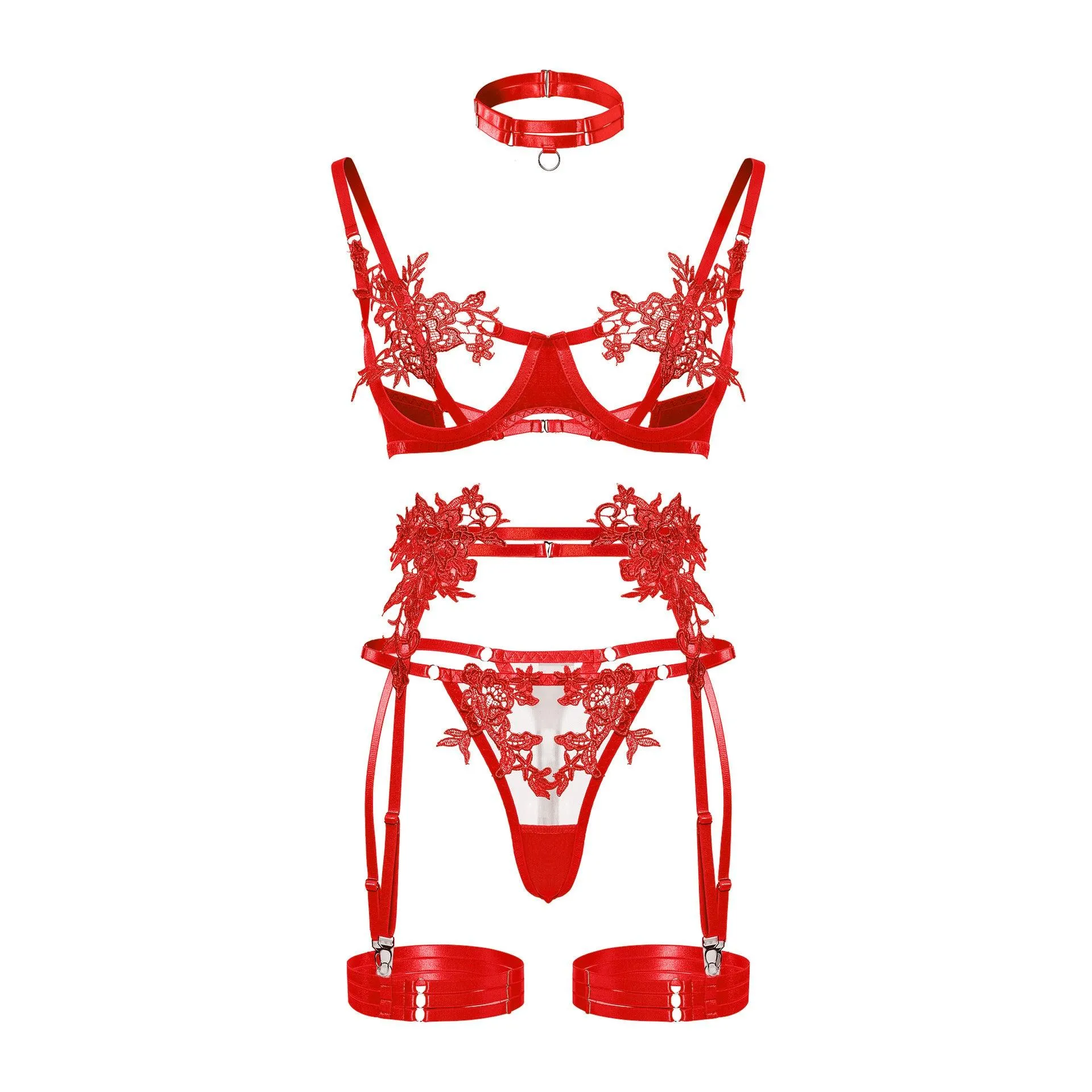 Luxurious Floral Mesh Lingerie Set