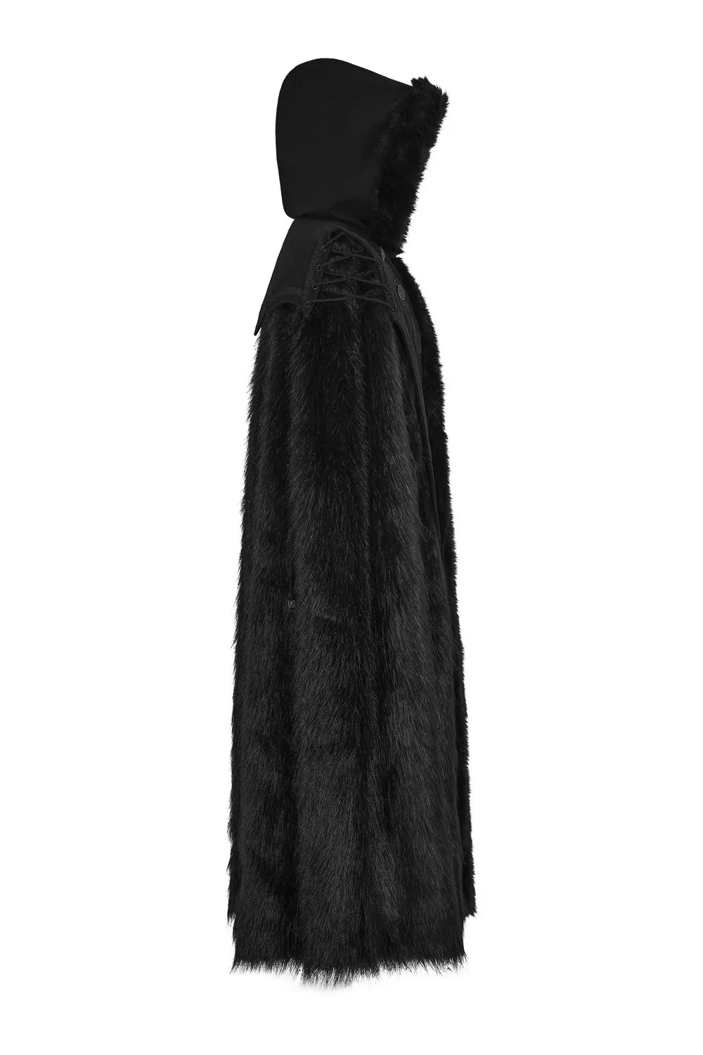 Luxurious Gothic Witch Fur-Trimmed Long Cloak