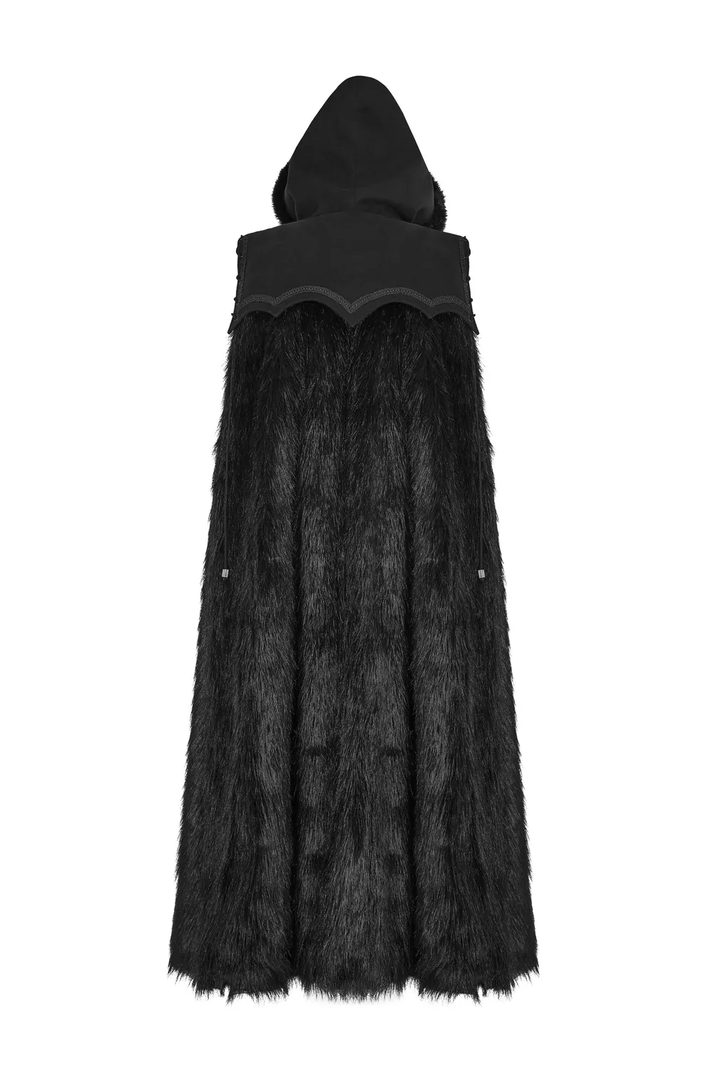 Luxurious Gothic Witch Fur-Trimmed Long Cloak