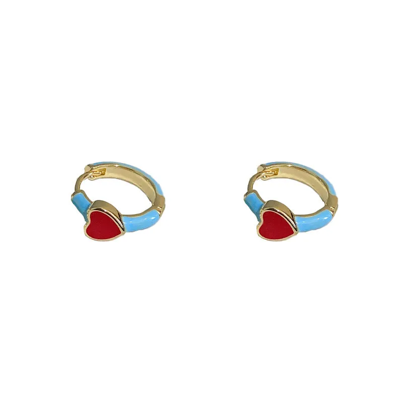 Luxurious Heart Geometric Heart Copper Oil Dripping Earrings