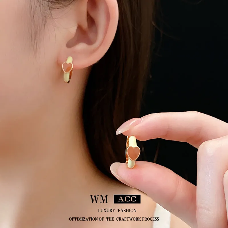 Luxurious Heart Geometric Heart Copper Oil Dripping Earrings