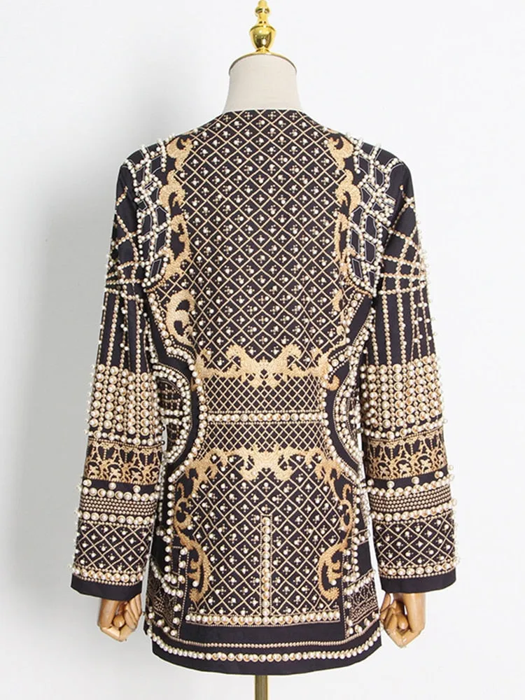 Luxurious Metallic Beaded Blazer/Dress