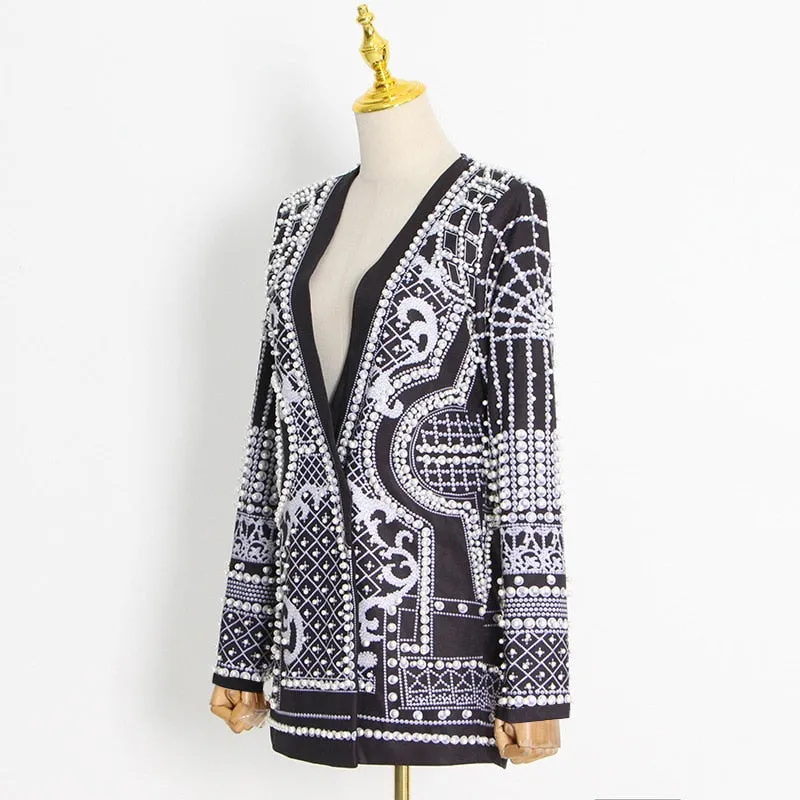 Luxurious Metallic Beaded Blazer/Dress