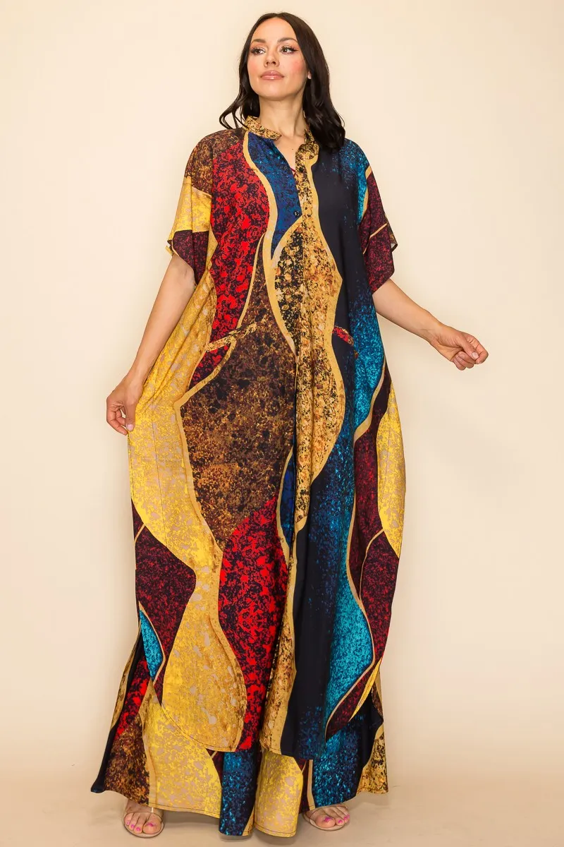 Luxurious Printed Wide Pants Set