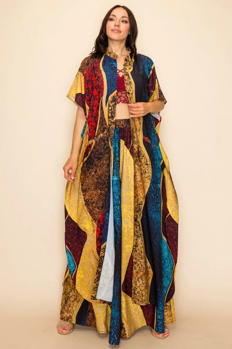 Luxurious Printed Wide Pants Set