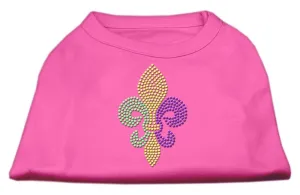 Mardi Gras Fleur De Lis Rhinestone Dog Shirt Bright Pink XXXL (20)
