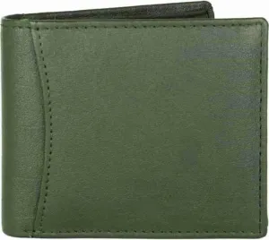 Men Green Genuine Leather Wallet (12 Card Slots).