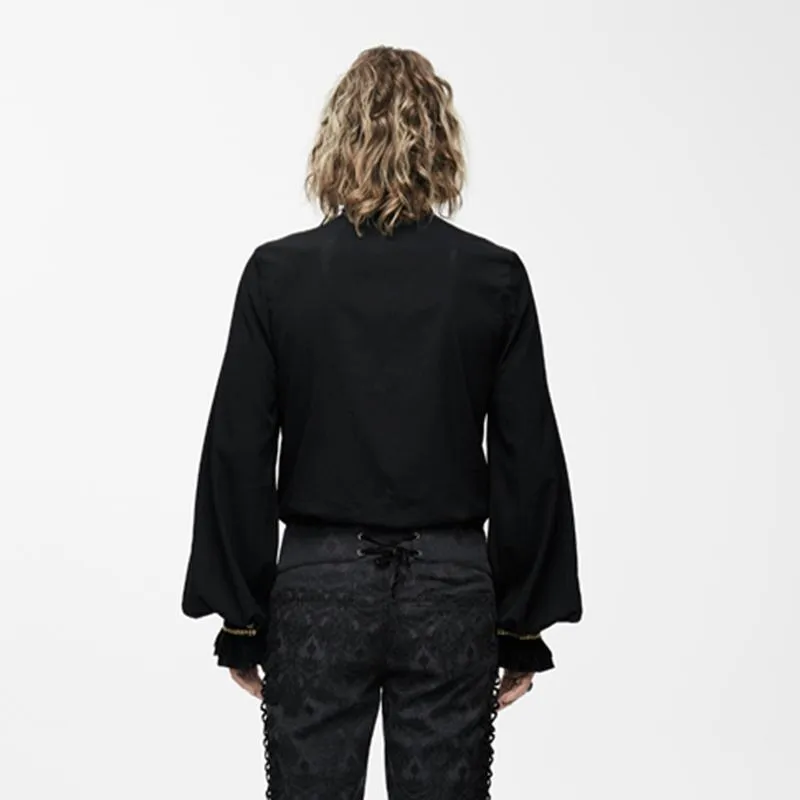 Men's Goth Dress Shirt With Ornamental Jabot