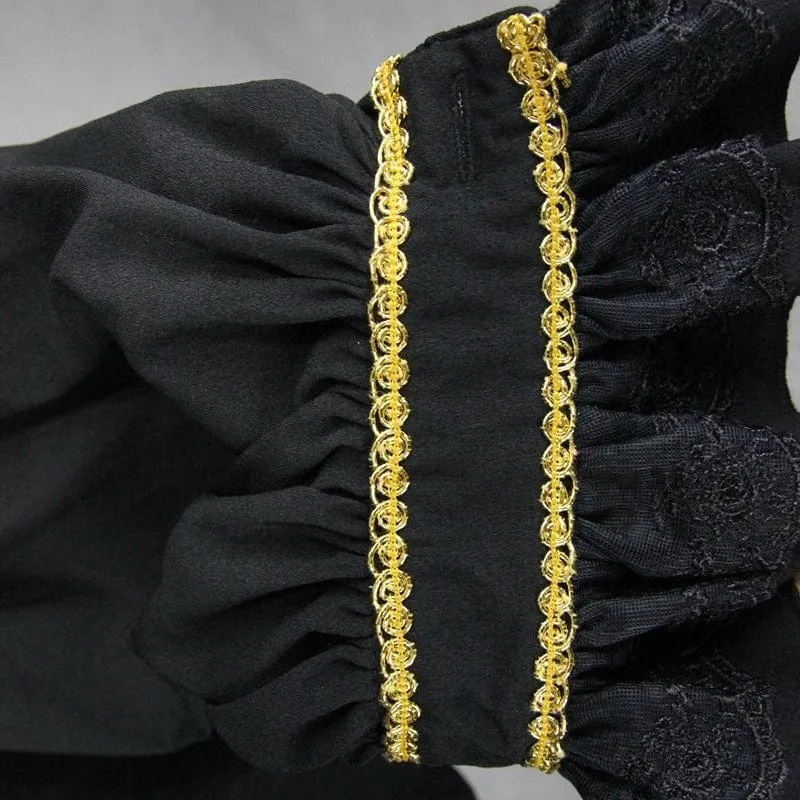 Men's Goth Dress Shirt With Ornamental Jabot