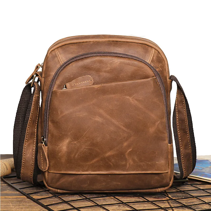 Men's Leather Messenger Bag For Large Ipad