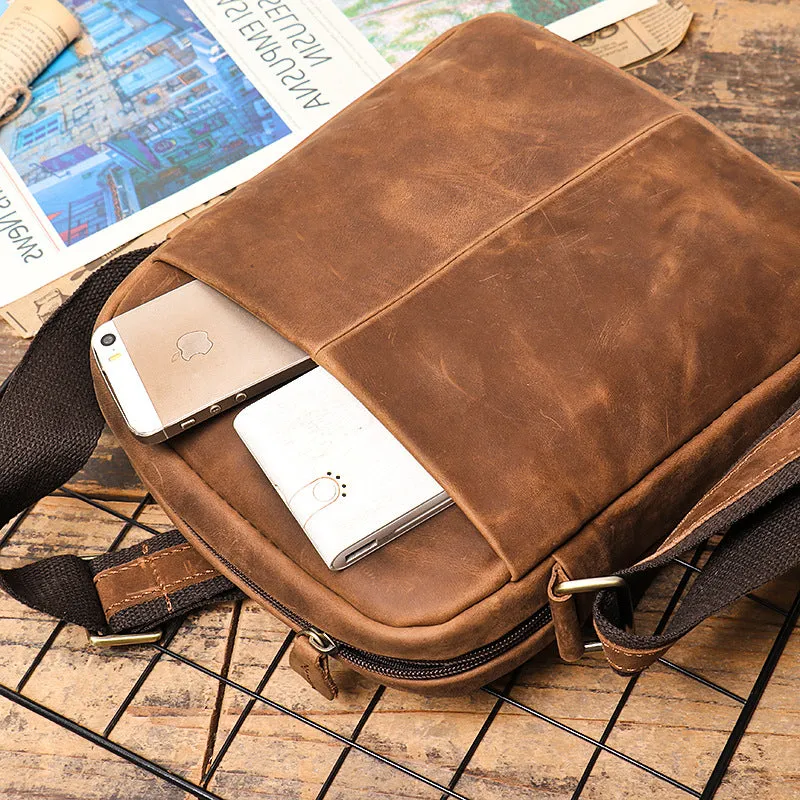 Men's Leather Messenger Bag For Large Ipad