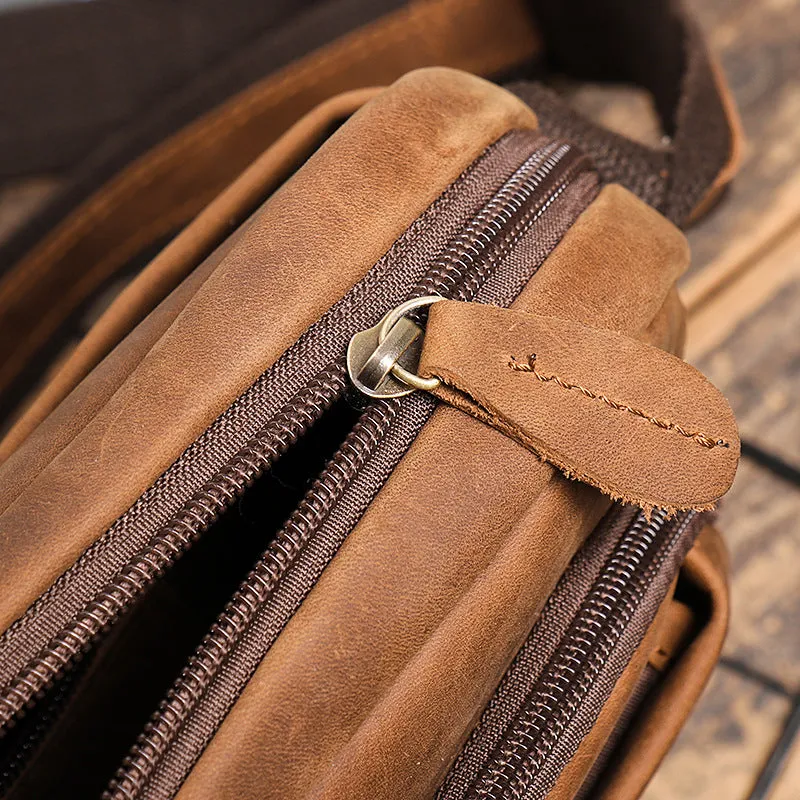 Men's Leather Messenger Bag For Large Ipad