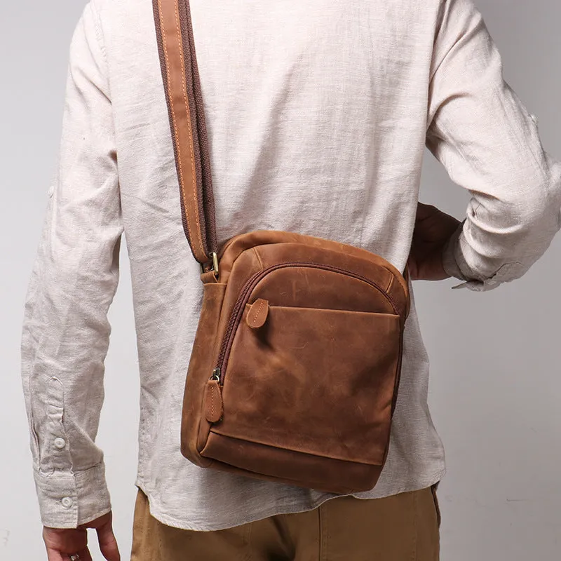Men's Leather Messenger Bag For Large Ipad