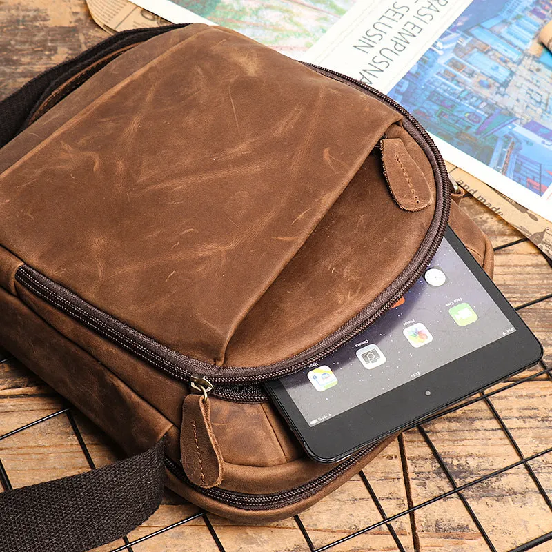 Men's Leather Messenger Bag For Large Ipad