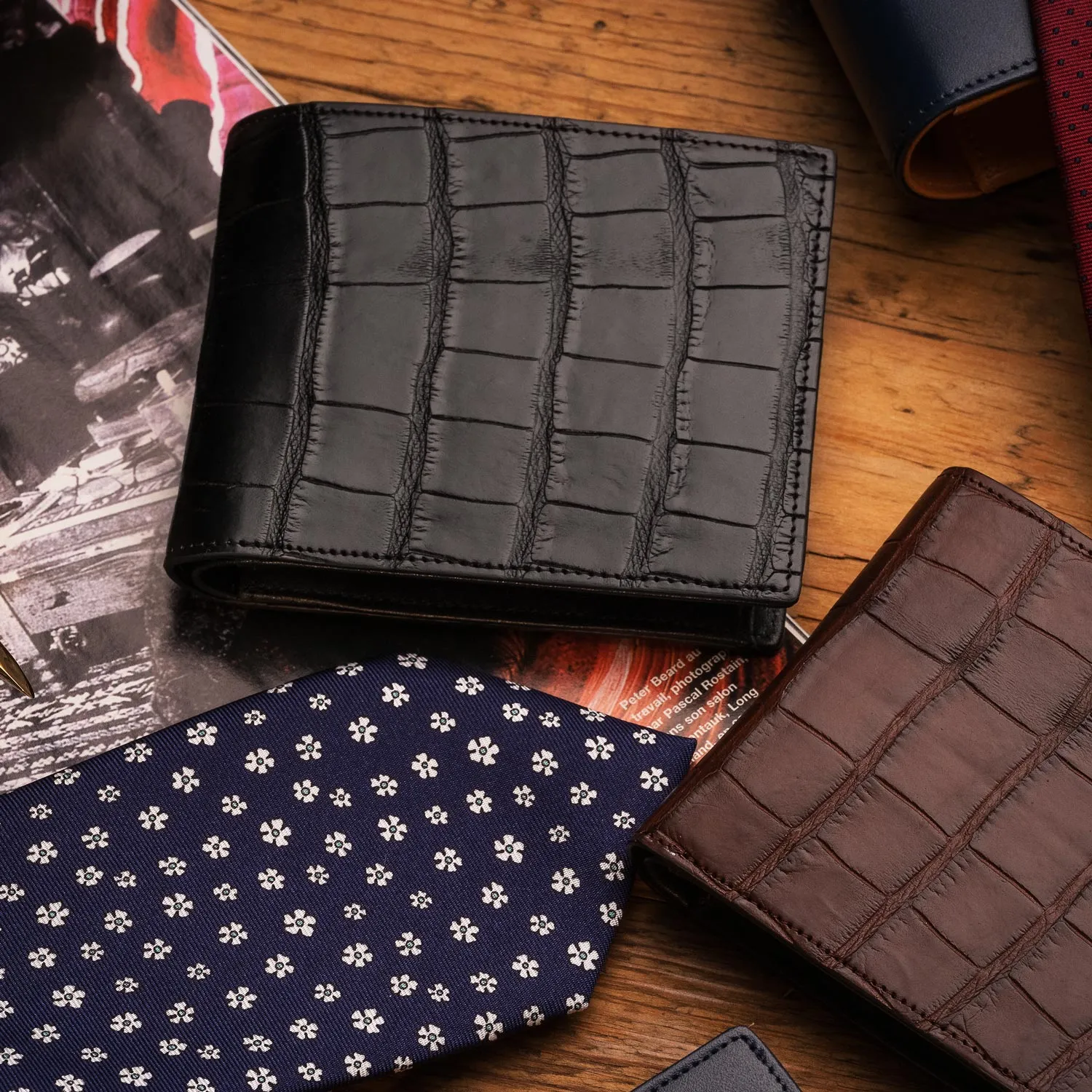 Men's Wallet ANTORINI Excellence in Black Genuine Crocodile Leather