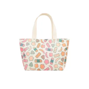 Mini Beach Bag Tote • Kakimochi • Teal Green over Pink and Orange Ombre