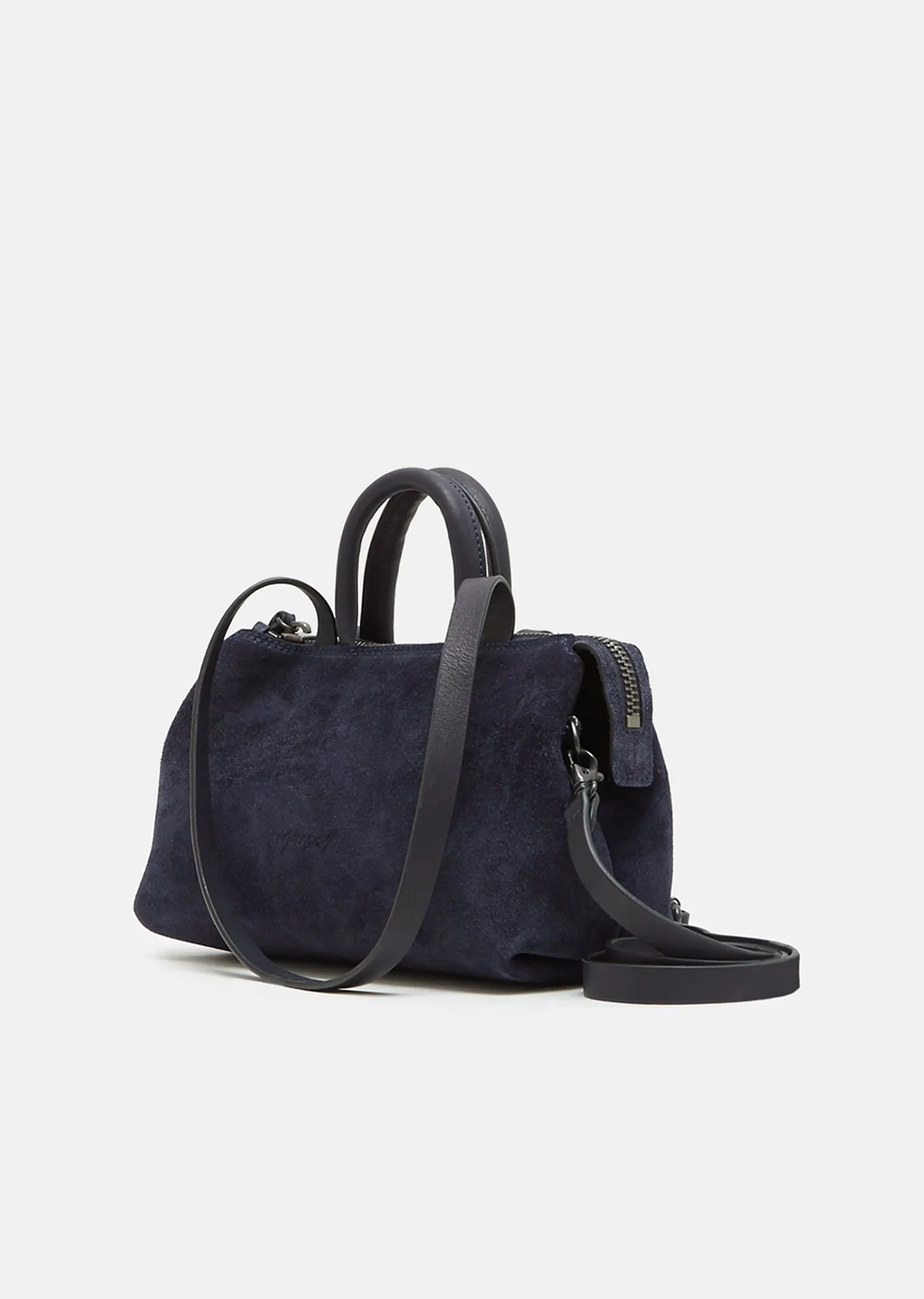 Mini Orizzontale Distressed Suede Shoulder Bag