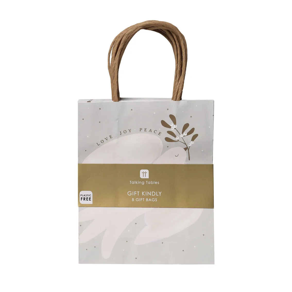 Mistletoe White Christmas Paper Gift Bag - 8 Pack