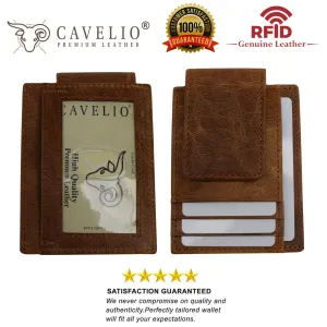 Money Clip Leather Wallet For Men Slim Front Pocket RFID Blocking with Super Strong Magnetic