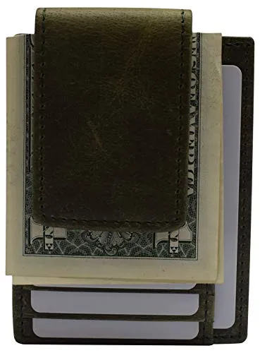 Money Clip Leather Wallet For Men Slim Front Pocket RFID Blocking with Super Strong Magnetic