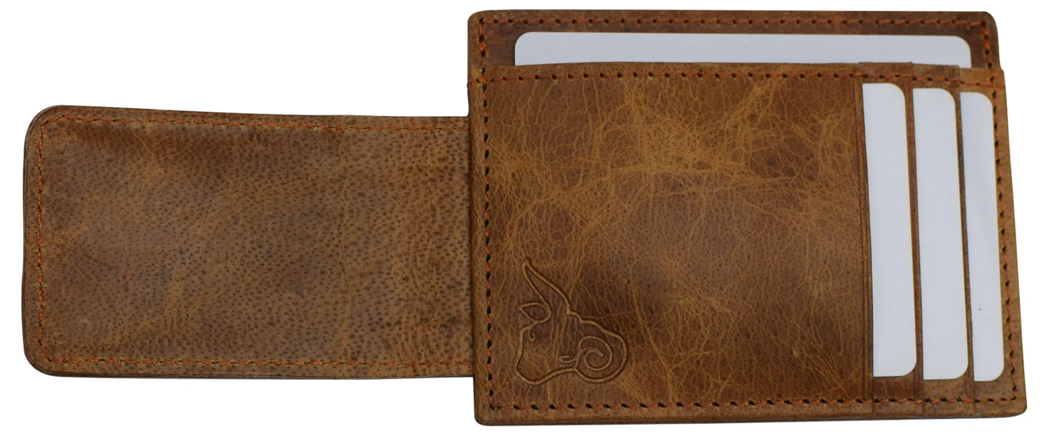 Money Clip Leather Wallet For Men Slim Front Pocket RFID Blocking with Super Strong Magnetic