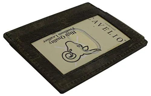 Money Clip Leather Wallet For Men Slim Front Pocket RFID Blocking with Super Strong Magnetic