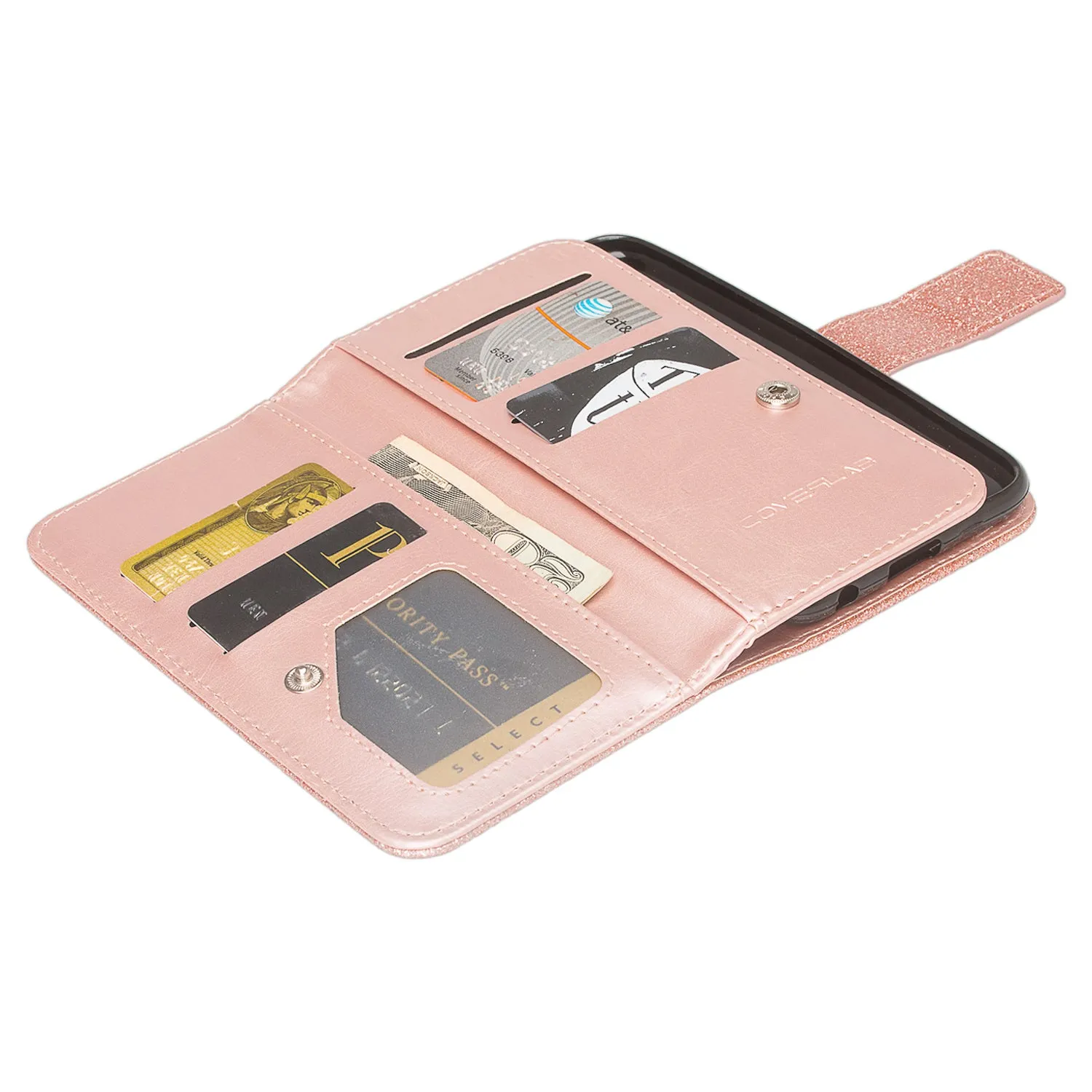Motorola Moto Z3 Play Case, [Wrist Strap] Glitter Faux Leather Flip [Kickstand Feature] Protective Wallet Case Cover Clutch - Rose Gold