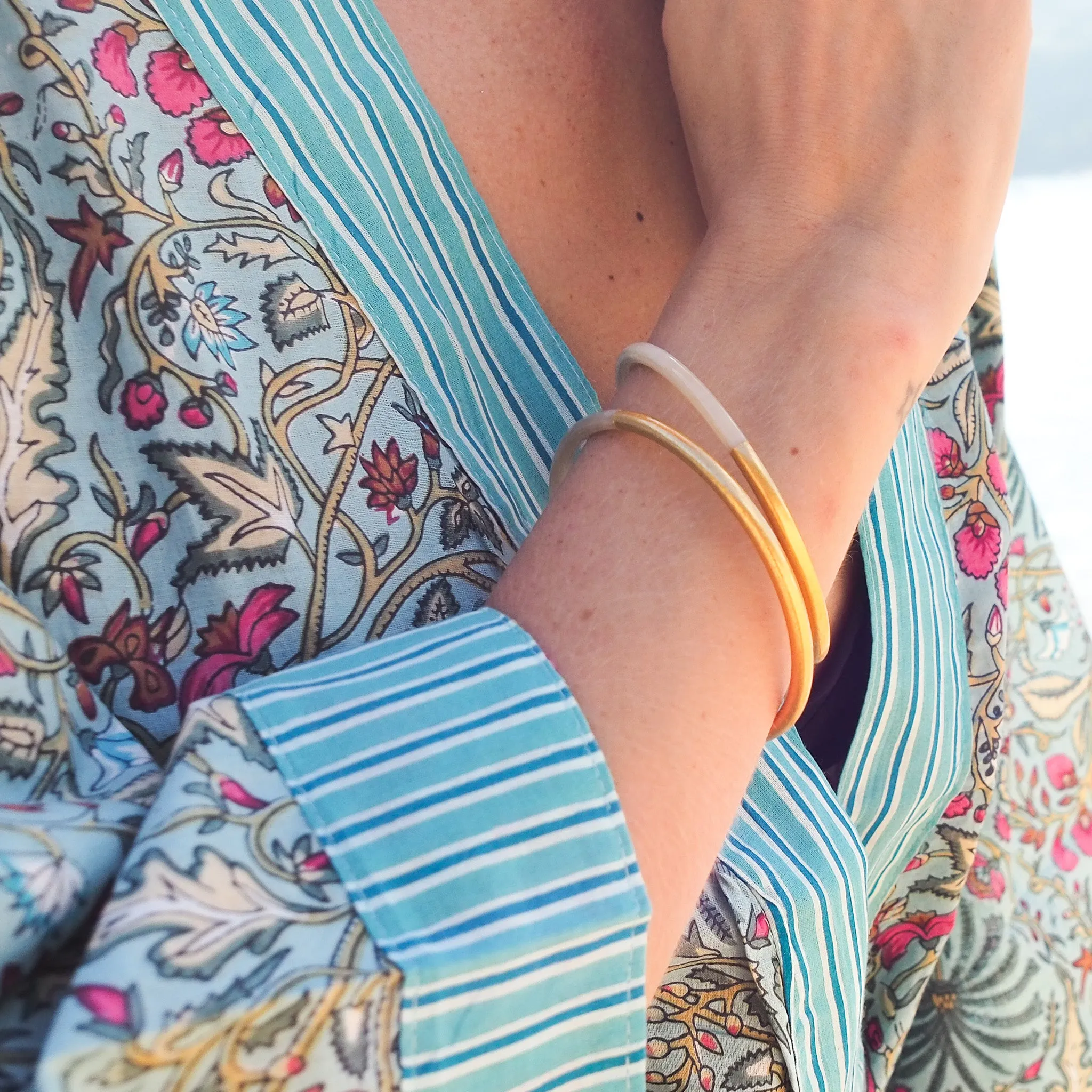Natural Horn with Gold Bangle