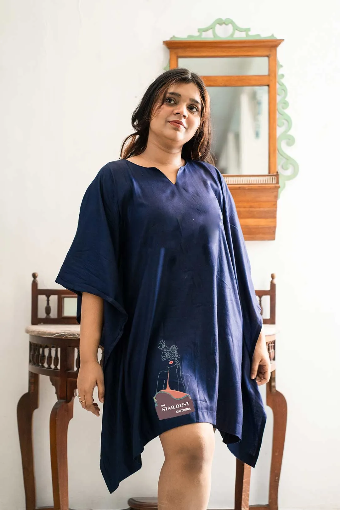 Navy Kaftan Nightdress - ShineOn