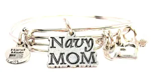 Navy Mom Expandable Bangle Bracelet Set