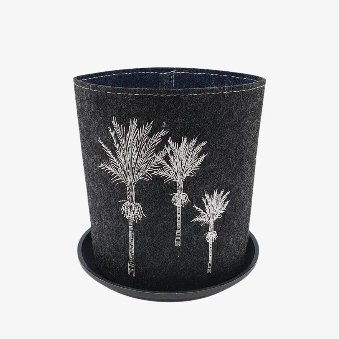 Nikau Ecofelt Grow Bag White Print on Dark Grey