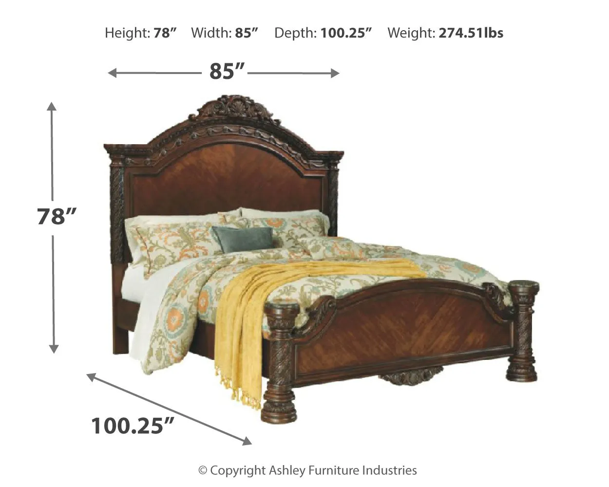 North Shore California King Panel Bed with Mirrored Dresser and Chest