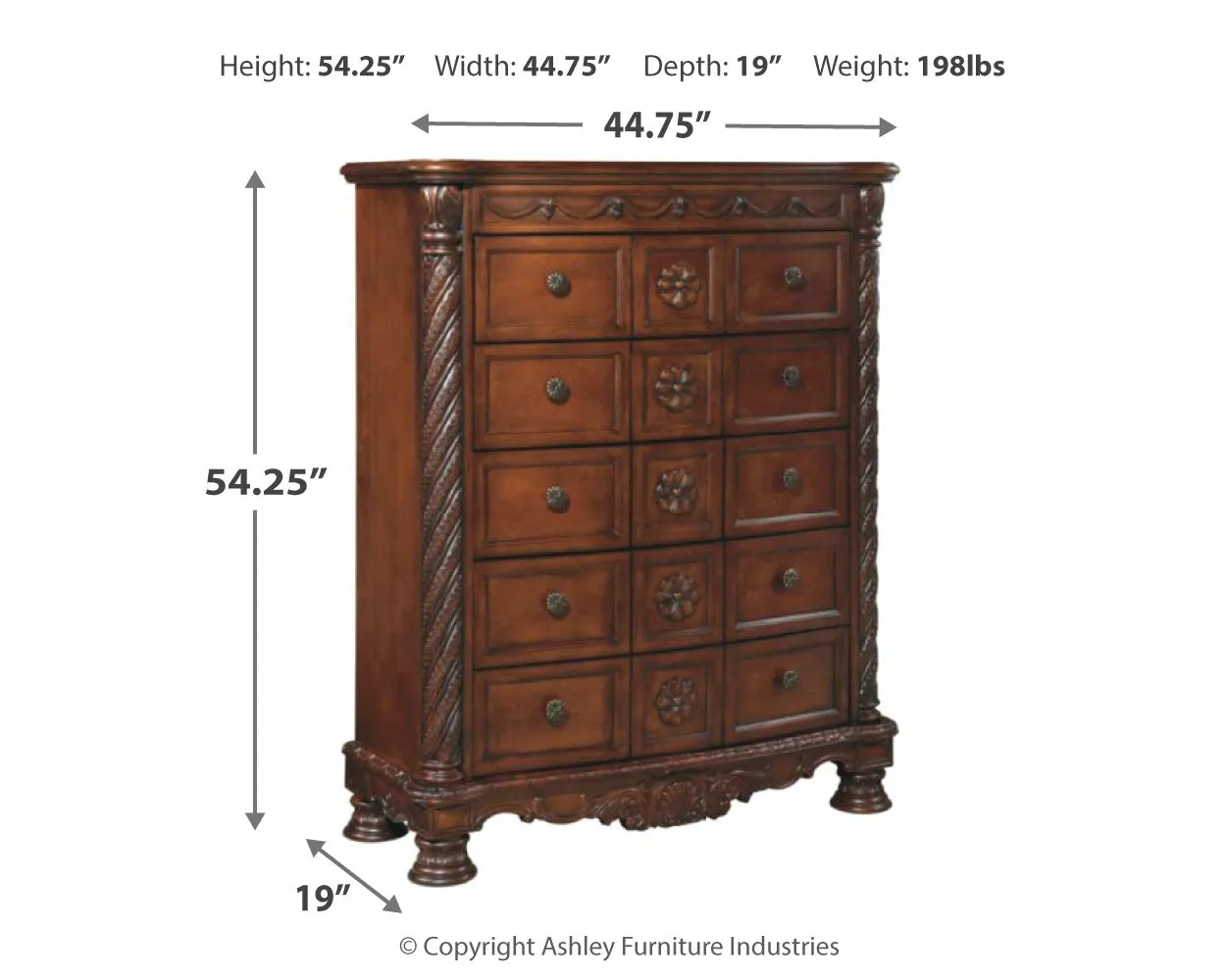 North Shore King Poster Bed with Canopy with Mirrored Dresser, Chest and Nightstand